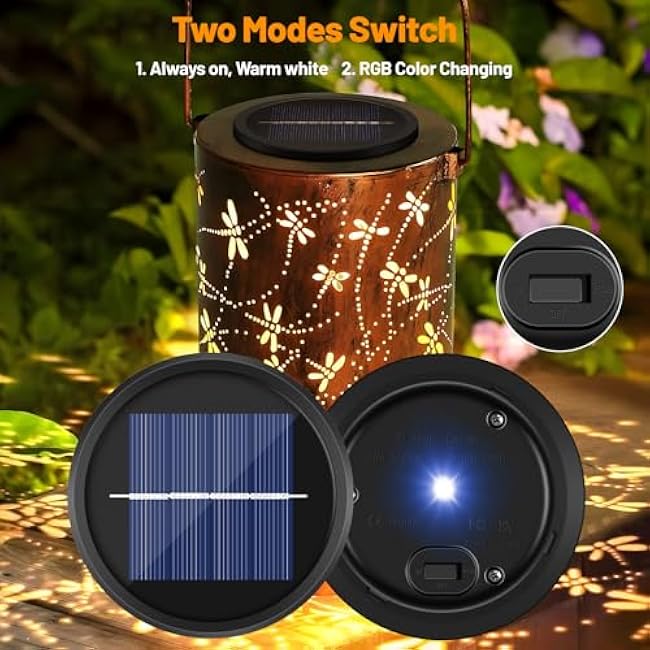 4 Pack Replacement Solar Light Parts 2 Mode Warmwhite and RGB Color-Changing ,Solar Lights Replacement Top, Inserts for Lanterns, Waterproof DIY Outdoor Garden Patio Decor 3.53inch