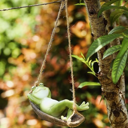 Grenouille suspendue en résine verte pour animer les bords du balcon - 6