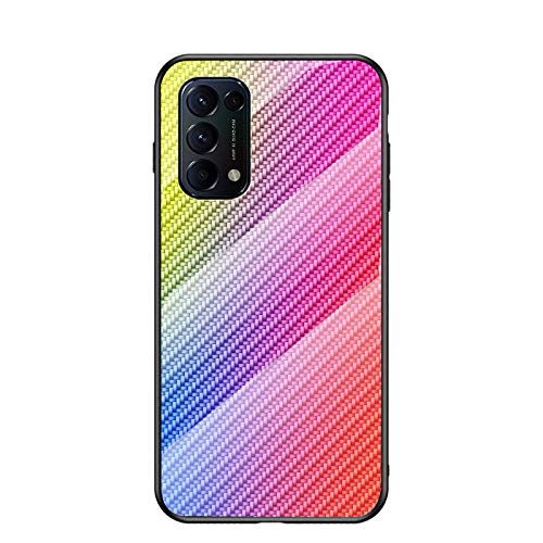 Jiajihua Funda Compatible con OPPO Reno5 5G Funda para teléfono【Panel de PC + Cristal Templado + Silicona TPU】 3 en 1 a Prueba de Golpes Red