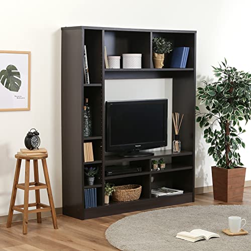 undefined 不二貿易 テレビ台 テレビボード 32型推奨 幅120×奥行28.5×高さ150cm ブラウン 壁面収納 ラック 棚レイアウト自由 組立商品 98826 の商品画像 4