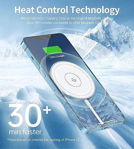 Schnelle MagSafe Ladegerät für iPhone, Kabelloses Laden Schneller als das Original Induktive Ladestation für iPhone 12/13/14/15 Serien und AirPods Magnetic Wireless Charger Pad – Bild 3