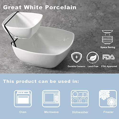 Chip and Dip Serving Set, 2 Tier Chip and Dip Bowls with Stand, Tiered Serving Stand, Food Server Display for Parties, Entertaining - Image 5