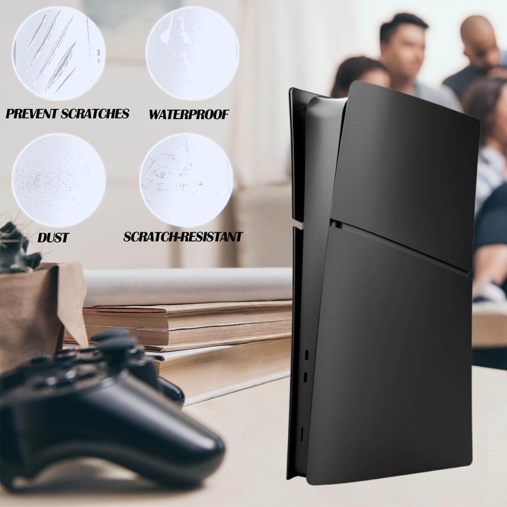 Slim Face Plates for PS5 Slim Digital Edition, Replacement Shell Cover Panel Accessories Compatible with PlayStation 5 Console Faceplate Skin (Black) thumbnail 8