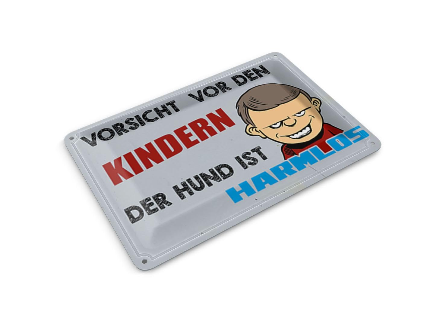 Femer Tin Postcard Saying 14 x 10 cm Vorsicht vor Kinder Hund harmlos Decorative Sign