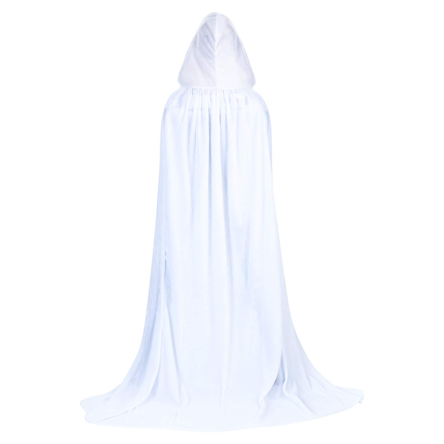 Proumhang White Hooded Cloak Maxi Cape Velvet Adult Costume Grim Reaper Vampire Party Halloween Costumes 190 cm - Image 4