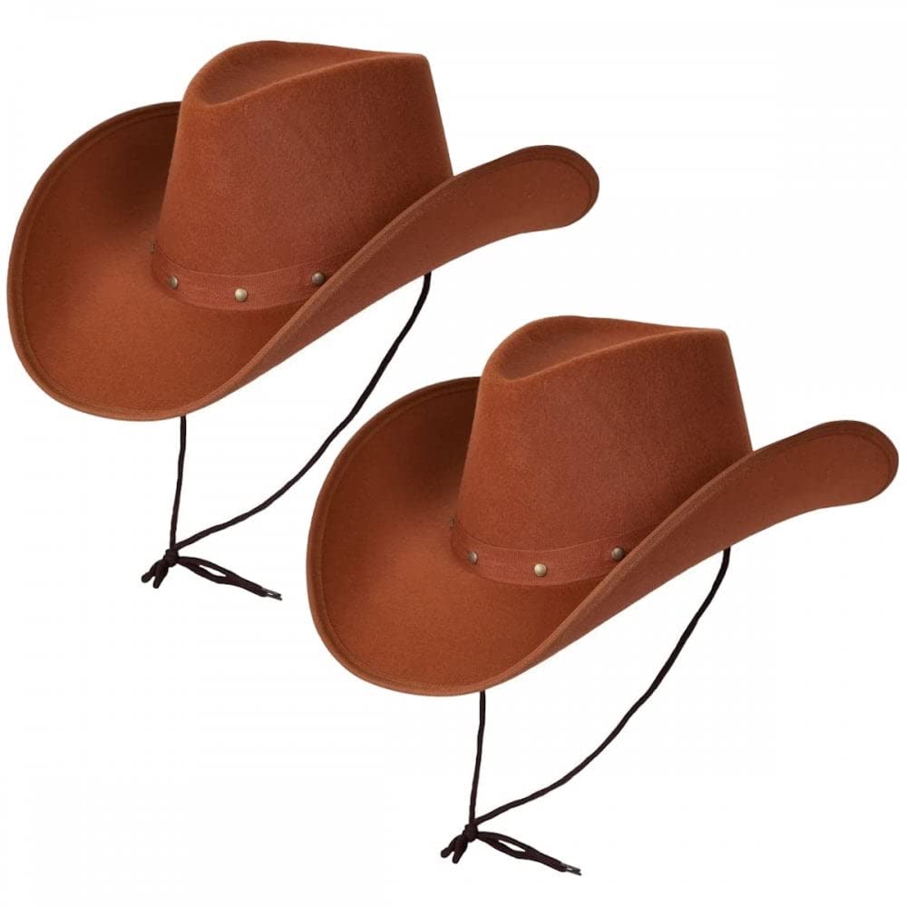 2 Texan Cowboy Brown Hats