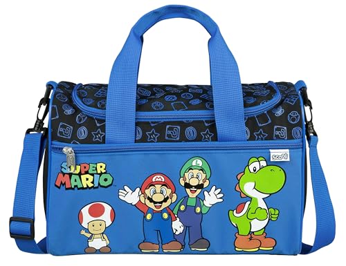 Scooli - Bolsa de deporte infantil Super Mario - 23 x 35 x 16 cm - compartimento principal espacioso - bandolera ajustable - accesorios para el colegio - bandolera