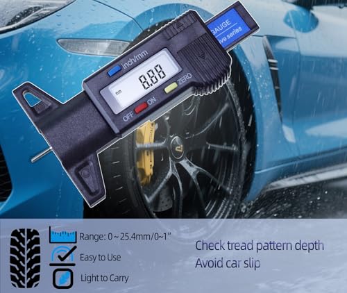 FamilyMall(TM)Digital Tiefenmesser Messchieber Profiltiefenmesser LCD Reifen Profilmesser