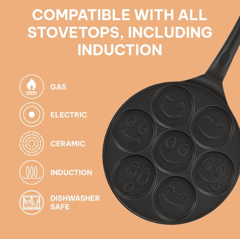 Miniatura 7 de Kitchenfun Blini - Mini panquequera antiadherente Máquina de crepas de aluminio fundido no tóxico, sin PFAS, sartenes antiadherentes, juego de