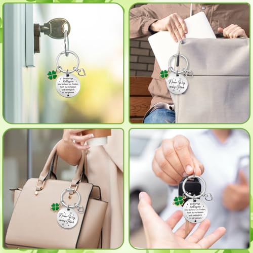 BOYATONG Abschiedsgeschenk Kollegen, Kleine Geschenke für Kollegen Beste Kollegin Danke Lieblingskollegin,Schlüsselanhänger Kleeblatt Abschied Kollegin Rente Jobwechsel Neuer Job Ostergeschenke