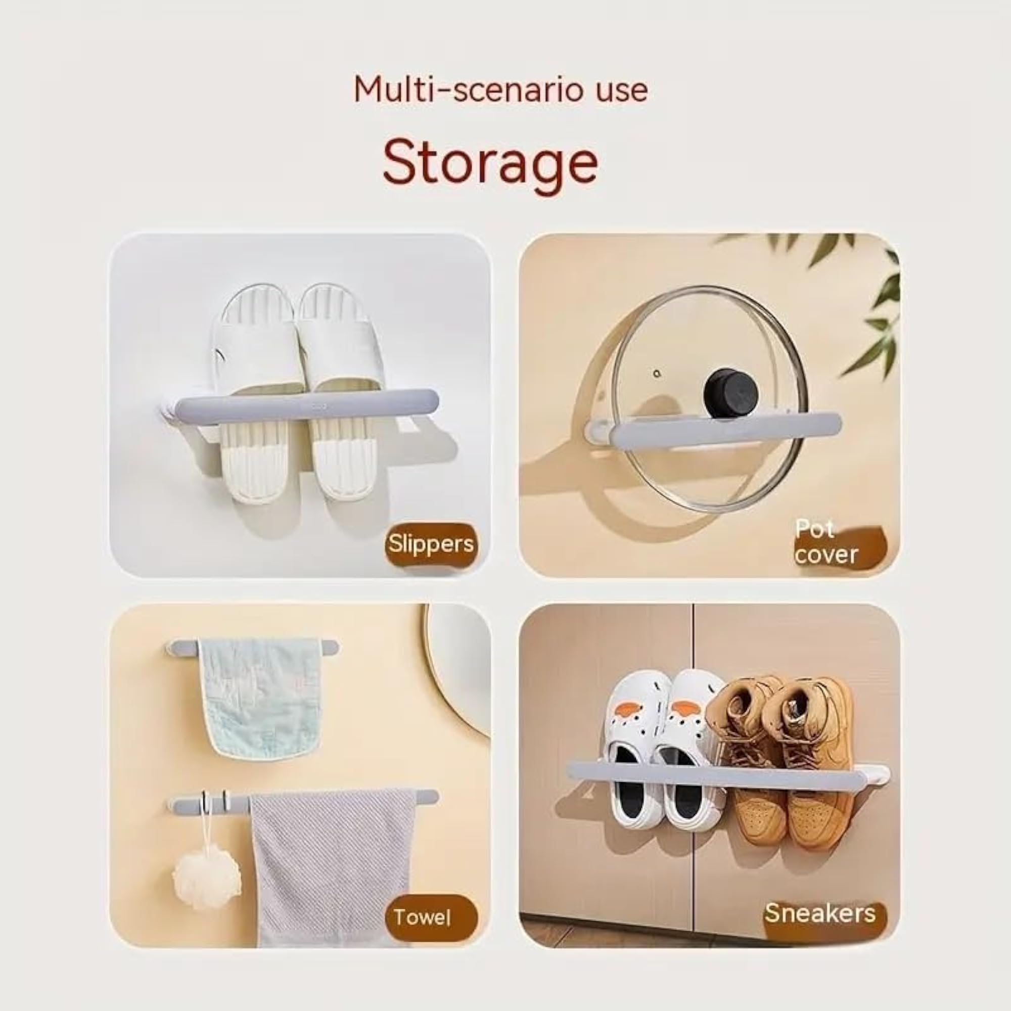 Bathroom Wall Mounted Shoe Slipper Rack, Self Adhesive