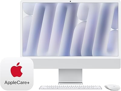 Apple 2024 iMac All-in-One Desktop Computer with M4 chip with 10-core CPU, 10-core GPU: Built for Apple Intelligence, 24GB Unified Memory, 512GB SSD Storage; Silver with AppleCare 3 Years