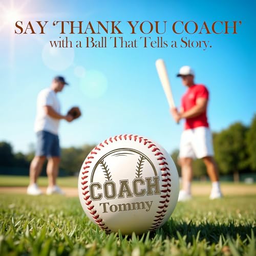 Image of Personalized Baseball Ball with Custom Name, Engraved Ball, Personalized Baseball Gifts for Team, Coach, Player, Senior, Custom Award Trophy, Engraved Gift Thank You Coach