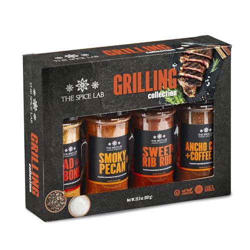 The Spice Lab BBQ Grilling Seasoning Collection Spice Set - Ultimate Barbecue Seasoning Gift Set - Grilling Gifts or Men or All Around Cooking for Barbecues and Smoking - Made in the USA