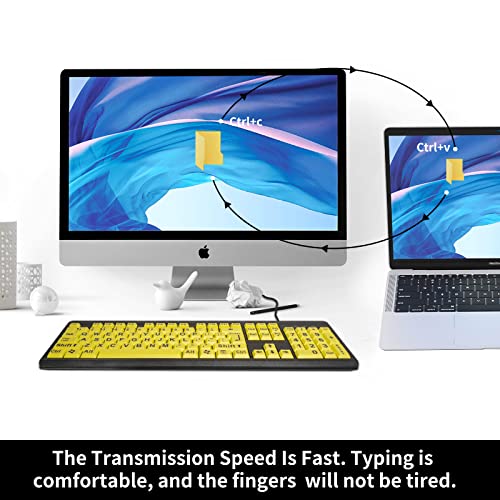 Adadmei Large Print Computer Keyboard, Wired Usb High Contrast Keyboard, Oversized Big Letters Keyboard For Visually Impaired Low Vision Individuals, Seniors, Students, Computer Beginners #TOP3