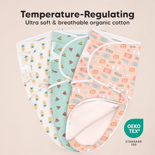Image of Baby Swaddle Sleep Sacks with Zipper - 3-Pack Swaddles for Newborns 0-3 Months, Infant, Baby Girls, Boys, Soft & Durable Newborn Sleep Sack, Easy Diaper Change Swaddling Blanket (Beach Day, OS)