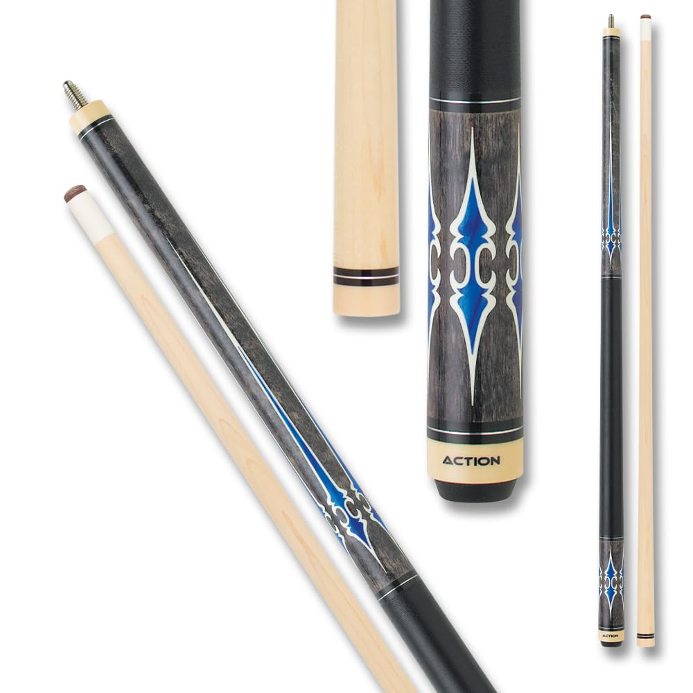 ACTION Exotic Billiards Pool Cue Stick - Grey w/Blue - 18oz