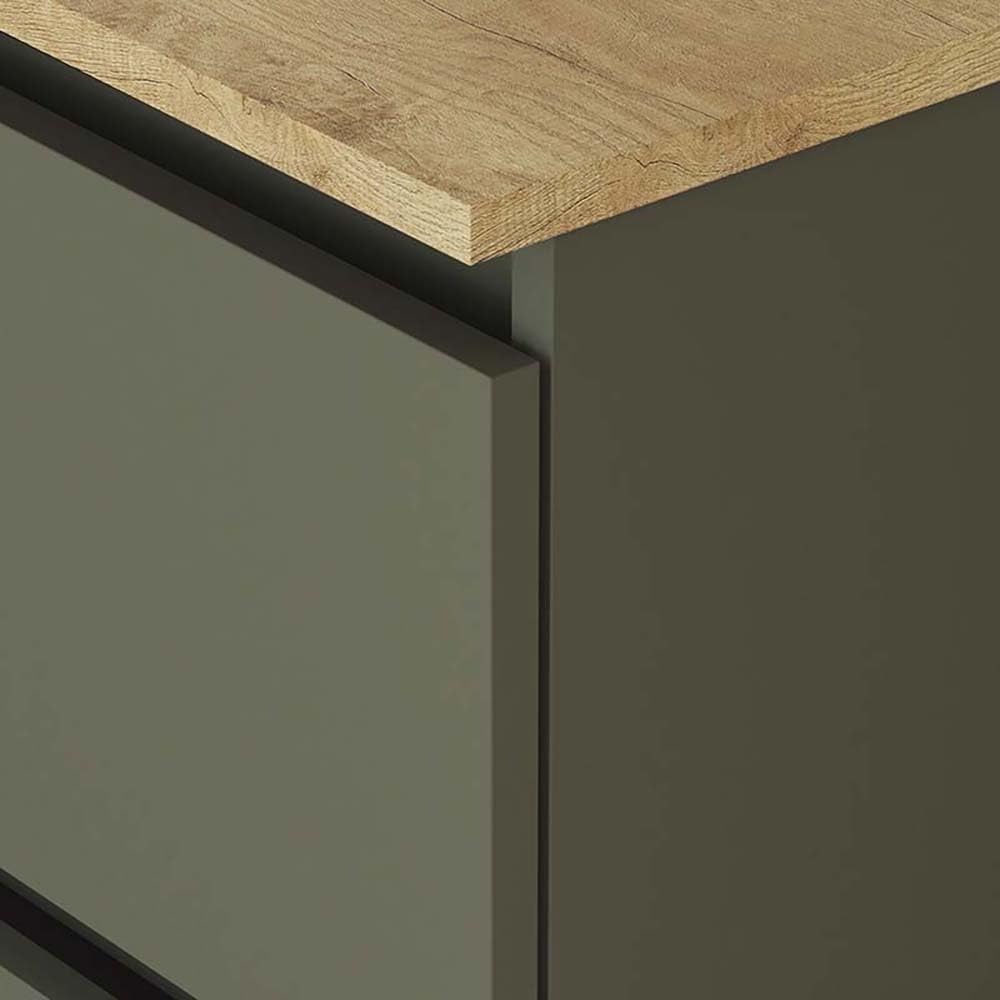 Baikal Mueble de Baño Nilo. Mueble MONTADO. 120cm Musgo 4 Cajones Suspendido con Doble Lavabo sobre Encimera de 46cm