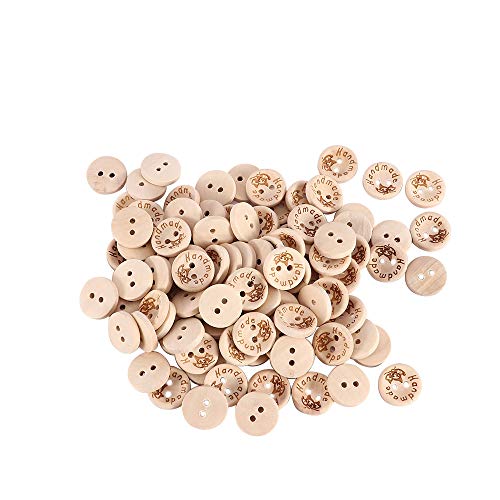 200 botones de madera de 15 mm con dos agujeros para grabado láser del alfabeto, botones de costura para coser accesorios de ropa, proyectos de manualidades