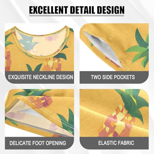 senya Short Sleeve Pajamas Sets Summer Cotton Sleepwear Painting Pineapple4