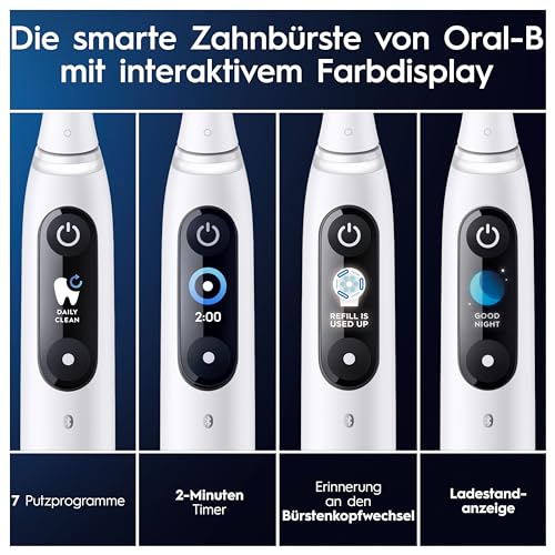 Oral-B iO Series 9 Plus Edition Elektrische Zahnbürste, Electric Toothbrush, PLUS 3 Aufsteckbürsten, 7 Modi für Zahnpflege, Lade-Reiseetui, Designed by Braun, white alabaster – Bild 5