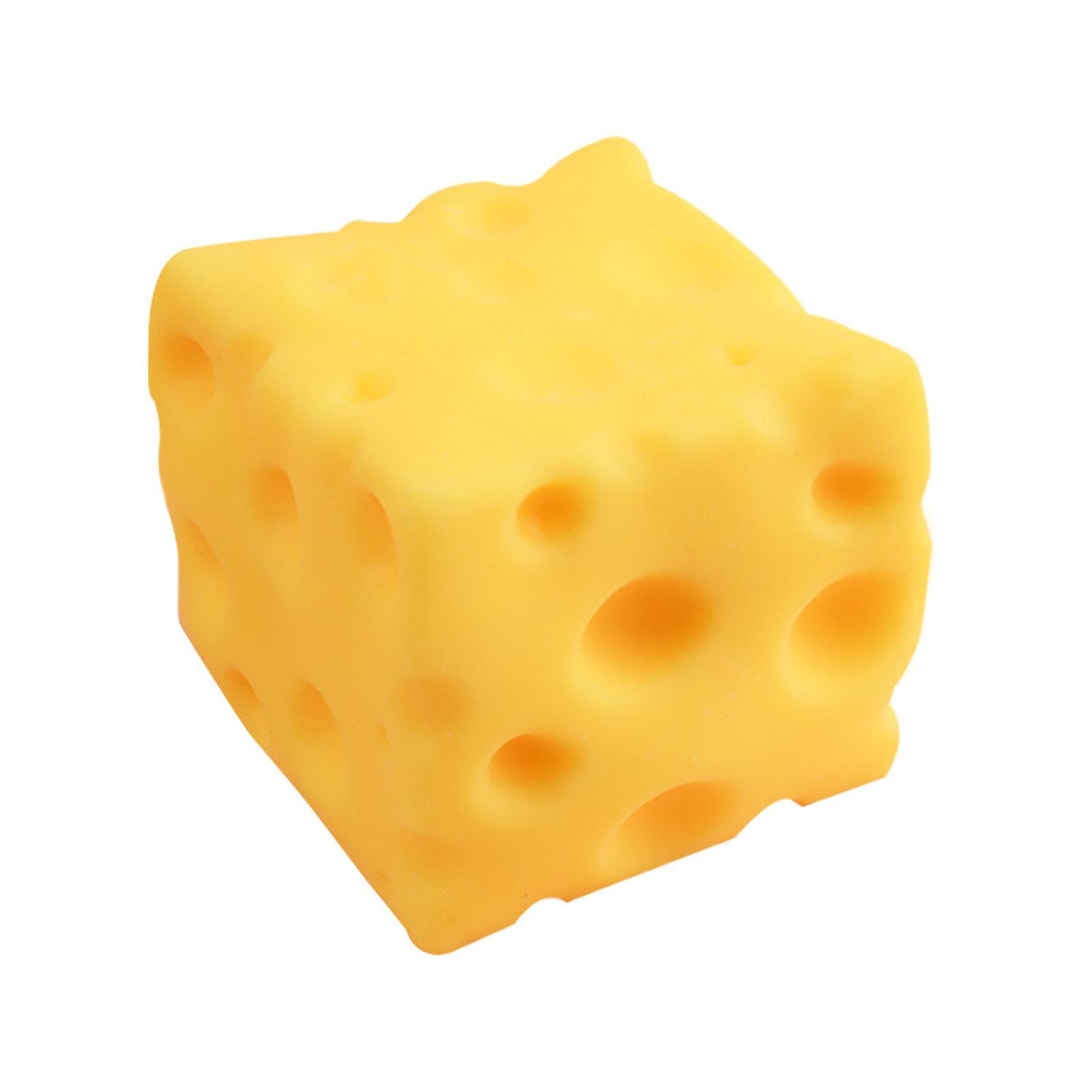 Yellow Cheese Squeeze Toy, Easy Sqweezy Super Cheesy, Soft Novelty Toy, Rebounding Sensory,Help for Relax,Focus, Sensory Cheese for & Adults, Food Theme Cheeses Cubes,Stress Relief Balls for Adults