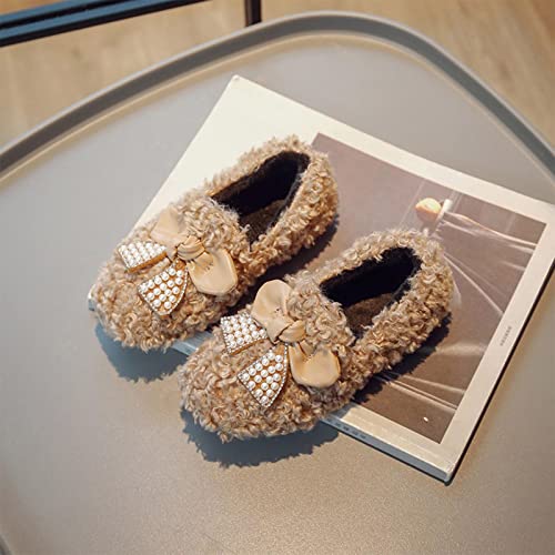 sfdgfhyf Toddler House Shoes Winter Child Boots Boy Girls Cotton Shoes Flat Bottom Non Slip Solid Color Pearl Bow Plush4