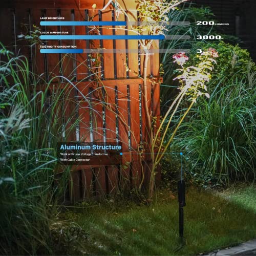 Goodsmann Low Voltage Spotlight Landscape Lighting 2Pk 3W 200 Lumens Outdoor Lights And 2Pk Path Lights 1.5W 100 Lumens Floodlight Metal Stake And Connector For Garden Pathway And Driveway #TOP1