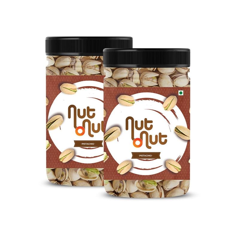 Image of Nut O Nut Dry Fruits American California Roasted & Salted Jumbo Pistachios (Pista) 500gm Jar | Super Crunchy & Delicious Healthy Snack | Immunity Booster | Healthy Snack Option (250 g x 2)