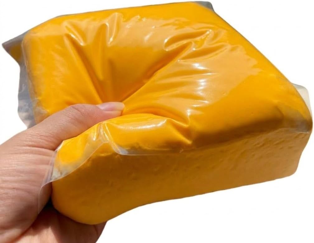 Jumbo Slow Rising Squishy Cube for Adults Premium Desk Squeeze Toy for Stress, Taba Squishy Stress for Anxiety Relief, Office Fidget Focus Tool Party Favors Gifts (Yellow)