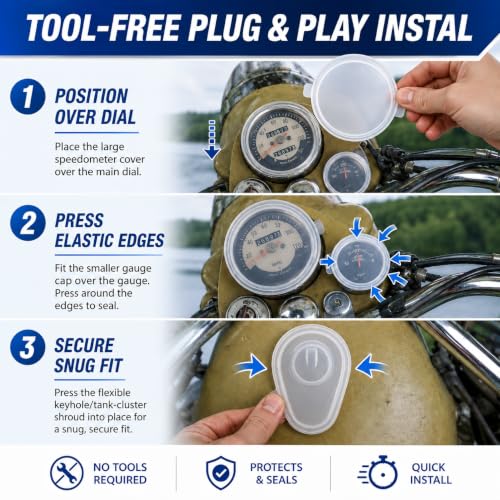 Image of Bike Monsoon Cap Kit for RE Classic 350 /500 -Premium Waterproof PVC Meter Cover, Ampere Meter, and Petrol Tank Lock Cover 2