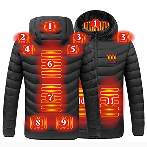 NUSGEAR Chaqueta Calefactable Unisex Hombre Mujer, Calentador Abrigo Térmico Eléctrico USB con 11 Zonas Calefactables Ligero Chaquetas Calefactor Temperatura Ajustable para Moto al Aire Libre