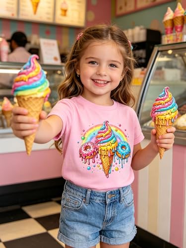 Image of Funnycokid Little Girls T Shirt for Toddler 3-7 Years Kids Tee Graphic Short Sleeve Clothes Tops