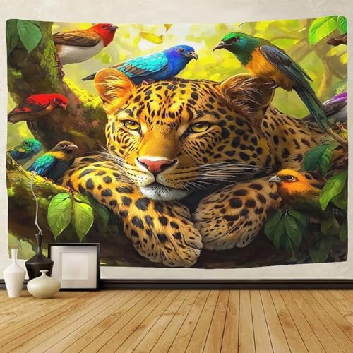 Tenture léopard 3D grand format pour arrière-plan de salon moderne