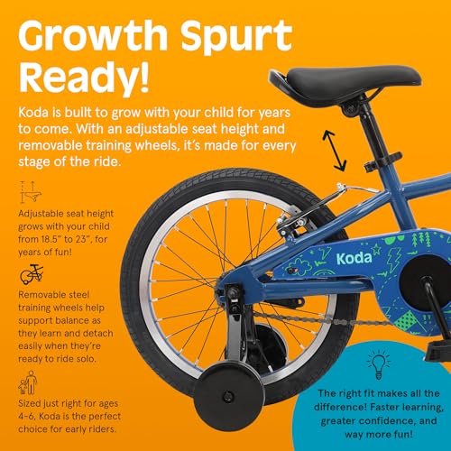 Image of Retrospec Koda Plus Kids Bike for Boys & Girls Ages 4-6 Years - 16 inch Children's Bicycle, Adjustable Seat & Handlebars