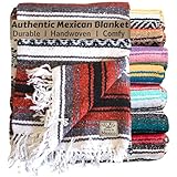 Del Mex Classic Mexican Blanket, Large Authentic Woven Falsa Throw (70'x50'), Artisan Southwest Décor for Beach, Yoga, Outdoors (Terracotta)