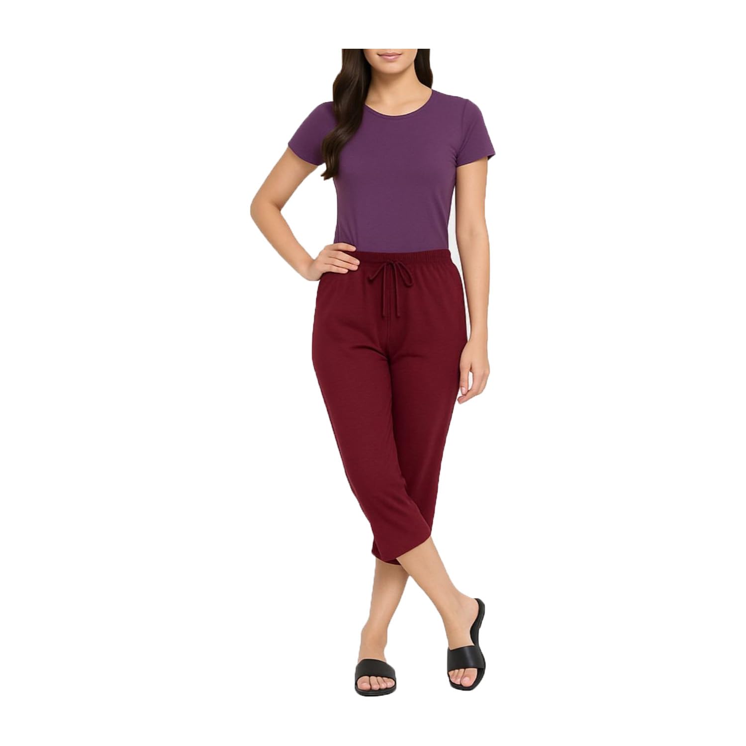 brand flex Women's Cotton Solid Loosefit Capri For Girls Single Pack-picture-31