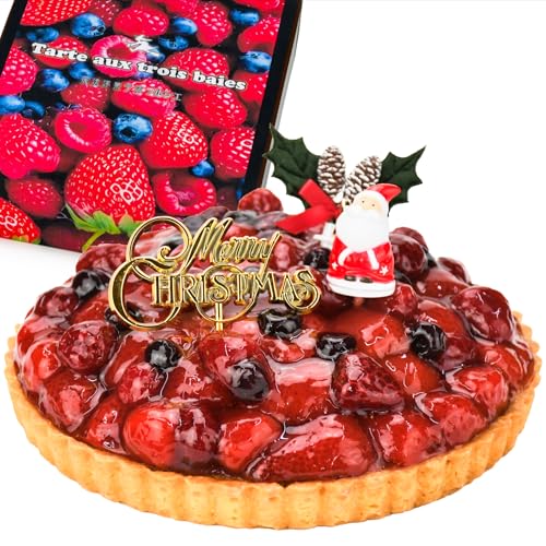 魔法洋菓子店ソルシエ クリスマスケーキ ベリーグッドタルト ( カスタードクリーム 仕立て ) 6号 直径19cm 6人〜8人分 960g 【クリスマス飾り付】 スイーツ ギフト いちご 誕生日ケーキ
