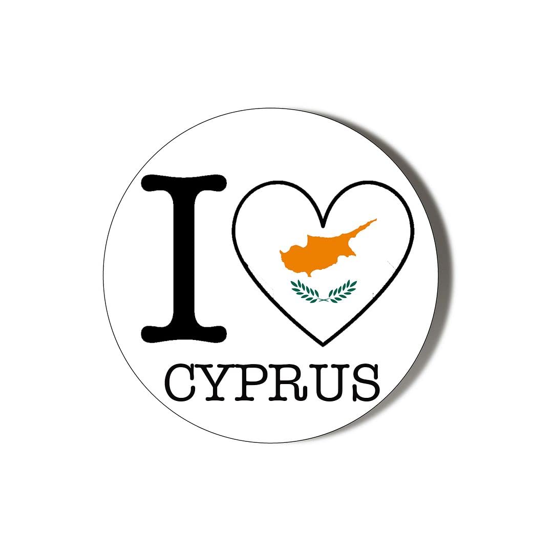 Gift Insanity White I Love Cyprus Flag Heart Shaped Design 38Mm Round Fridge Magnet