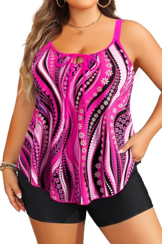 Image of Daci Women Plus Size Tankini Swimsuit with Pockets Shorts