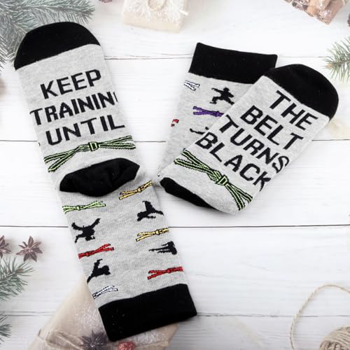 LEVLO Taekwondo Socks Karate Gift Keep Training Until The Belt Turns Black Taekwondos Sock Martial Arts Lover Merch3