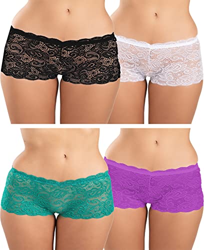 Image of FIMS - Fashion is my style Cotton Lycra Net Boy Short Panty for Womens, Mid Rise, Satin, Hipster Panties, Daily Use, Back and Front Coverage, Brief, See Main Image to Check How Many Panty You Will Get