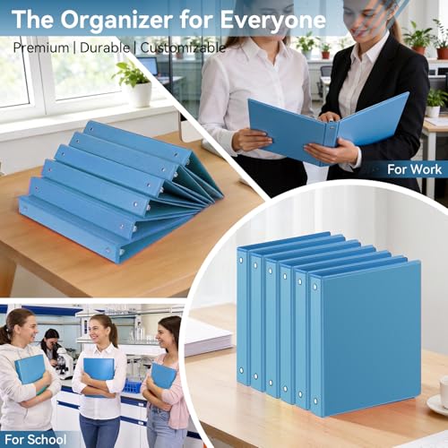 Image of SUIN 1 Inch 3 Ring Binder, Clear 1'' View Presentation Binders with 2 Pockets, Fits 8.5 x 11 Letter Size, Durable Polypropylene, Non-Stick & PVC-Free for School, Office & Home (Aqua Blue)