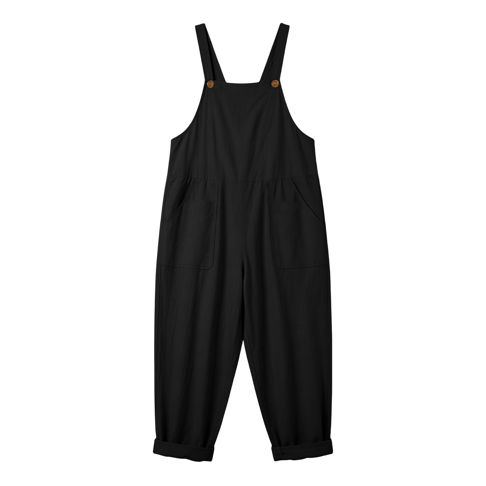 Salopette estive da donna a gamba larga, con tasche | Pantaloni estivi traspiranti, eleganti, senza maniche, per vacanze e uso quotidiano