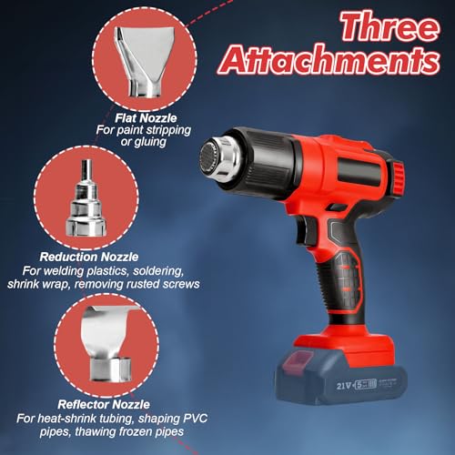 Accu heteluchtföhn voor Makita 18 V, draadloos heteluchtpistool met digitaal lcd-display en 3 sproeiers, 50-550 °C, snelle opwarming voor krimpkousen, decoratie (zonder accu) - Afbeelding 6