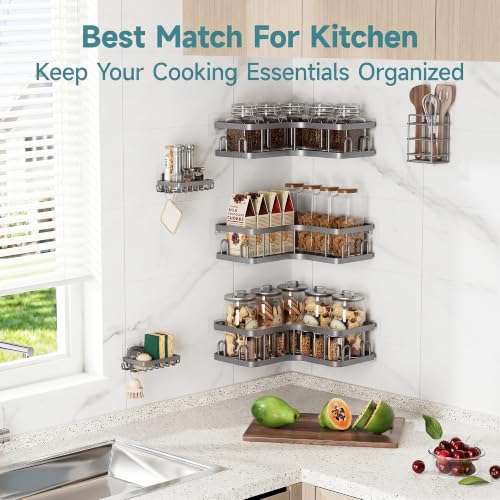 Image of Veken Large Capacity Corner Shower Caddy 6-Pack, Advanced Rustproof Design
