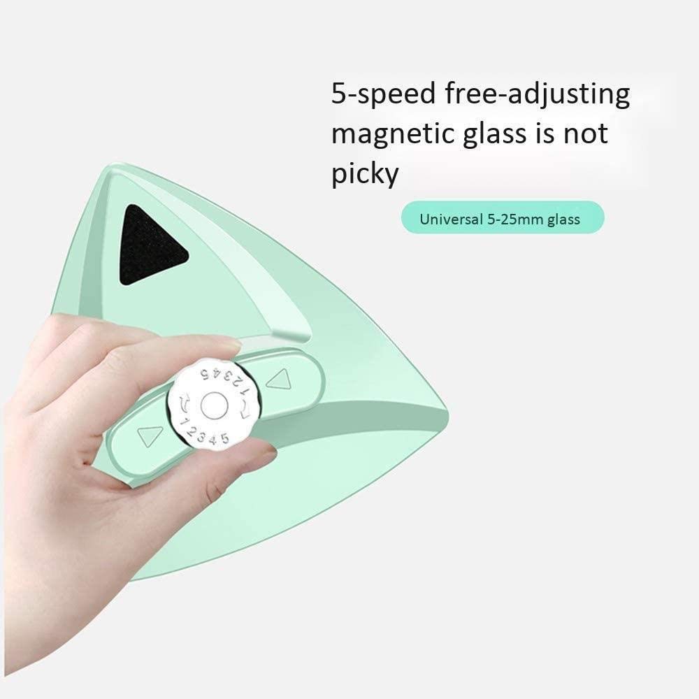 Diseño de triángulo magnético Ajustable de 5 velocidades Limpiador de Ventanas magnéticas de Doble Cara, con Soporte de Aislamiento magnético/de Mango portátil Limpiador de Cristal magnético, ve