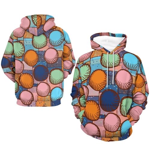 Sweat à capuche cercles de couleur pull unisexe taille S - 7