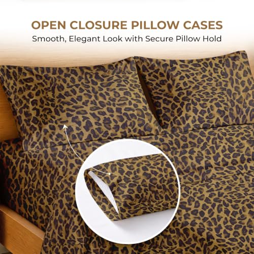Image of SGI bedding 100% Egyptian Cotton Sheets Full XL Size - 600 Thread Count Sheets Set, Soft, Cooling, 15 inch Deep Pocket, Luxury Hotel Bedding, Breathable, Durable - Leopard Print