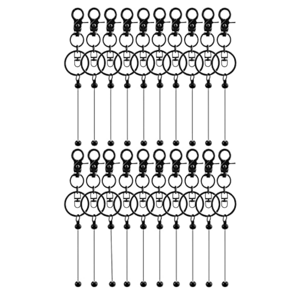 Vjsujehgy 20Pcs Beadable Keychains Bars-DIY Blank Beadable Keychains- Keychain Bars for Beads Keychain Making Kit